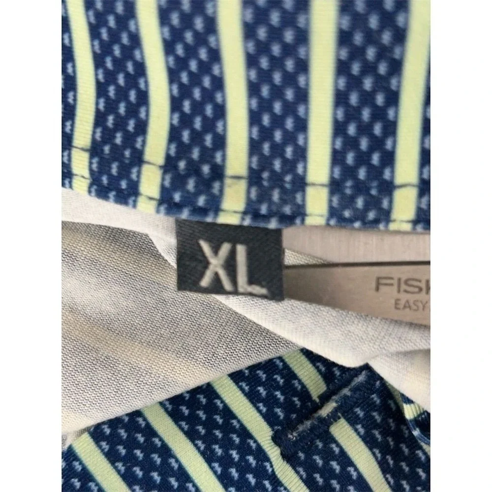 Turtleson Men's XL Blue Striped‎ Polo Shirt Short Sleeve Casual Club Logo - CJ